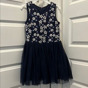 Navy Blue Floral Kids Dress for Easter!